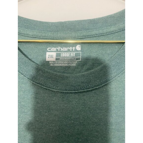 Carhartt Mens Long-Sleeve T-Shirt 2XL Loose Fit Green Cotton/Polyester Blend - Picture 2 of 4